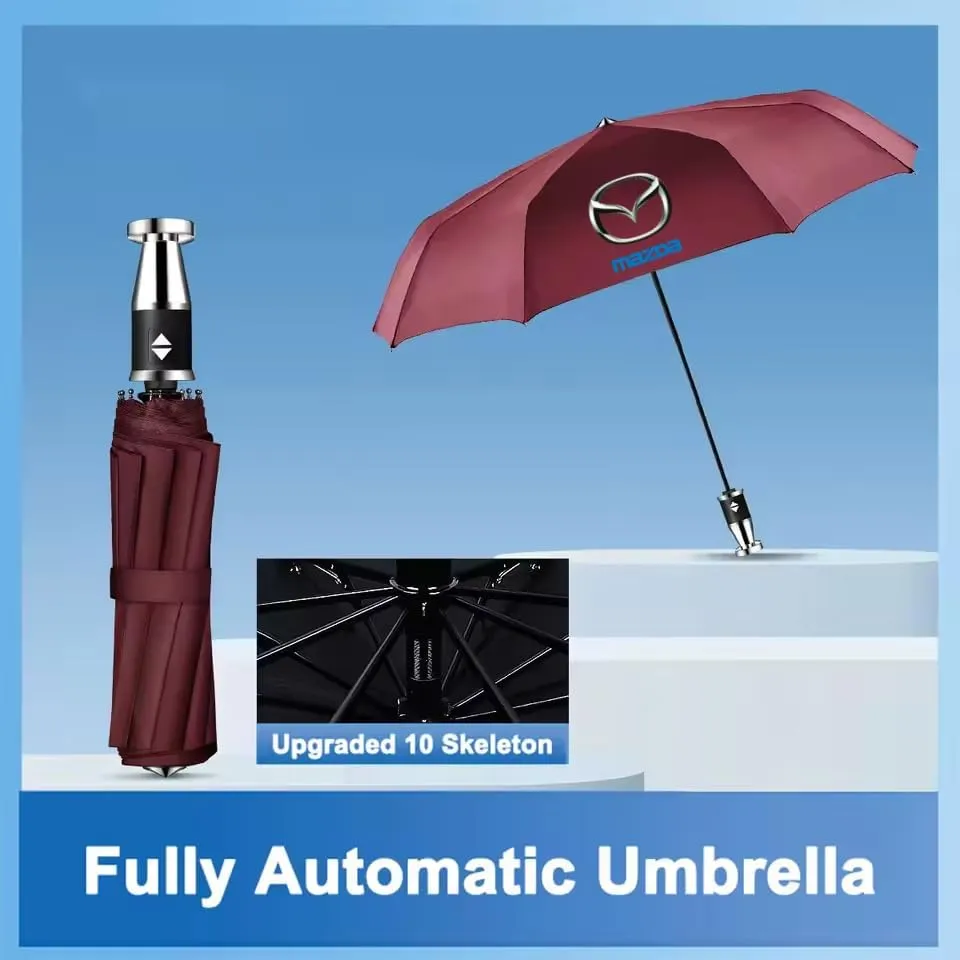 Car Folding Umbrellas for Rain for Mazda Biante 2008-2018, Windproof Travel Umbrella Waterproof Canopy Auto Open Close Windproof Umbrellas for Rain & Sun Accessories