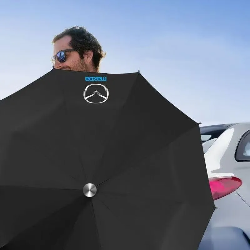 Car Folding Umbrellas for Rain for Mazda Biante 2008-2018, Windproof Travel Umbrella Waterproof Canopy Auto Open Close Windproof Umbrellas for Rain & Sun Accessories