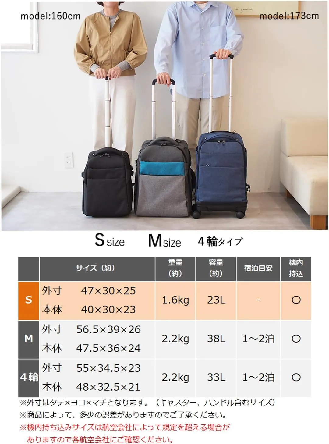 Carry On Rolling Backpack with Wheels Ssize [81-76022-50](Navy)