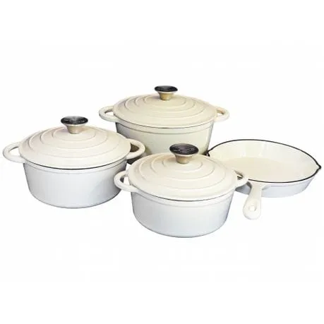 Cast Iron Pot Set 7 Piece Cream CH977