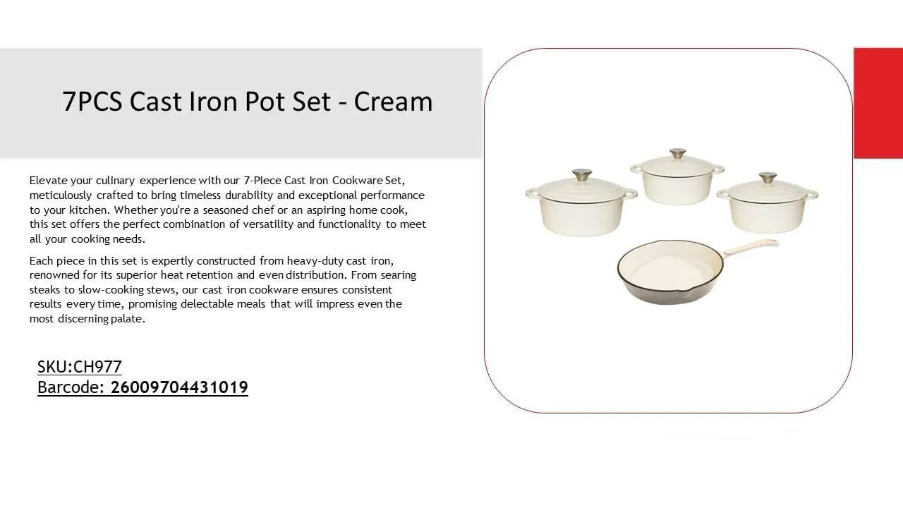 Cast Iron Pot Set 7 Piece Cream CH977