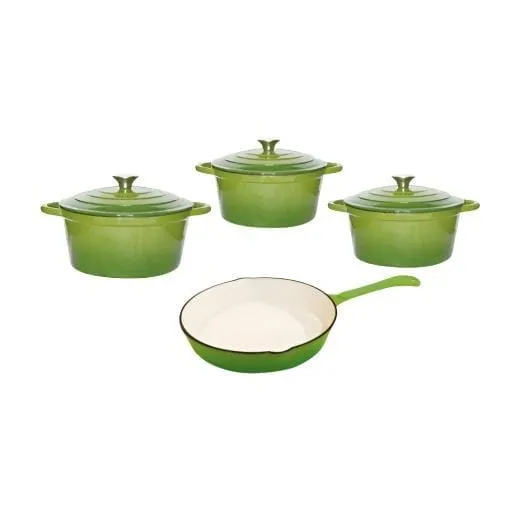 Cast Iron Pot Set 7 Piece Green CH1085