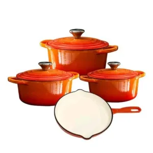 Cast Iron Pot Set 7 Piece Orange CH1043
