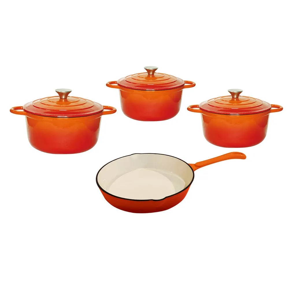 Cast Iron Pot Set 7 Piece Orange CH1043
