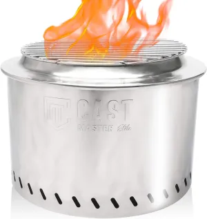 Cast Master BON 2000 Dual Purpose Bonfire Pit - Smokeless Fire Pit & Campfire Grill - 3-in-1 Firepit -Cooking, Camping, Tailgating, Beach - Portable with Carry Case