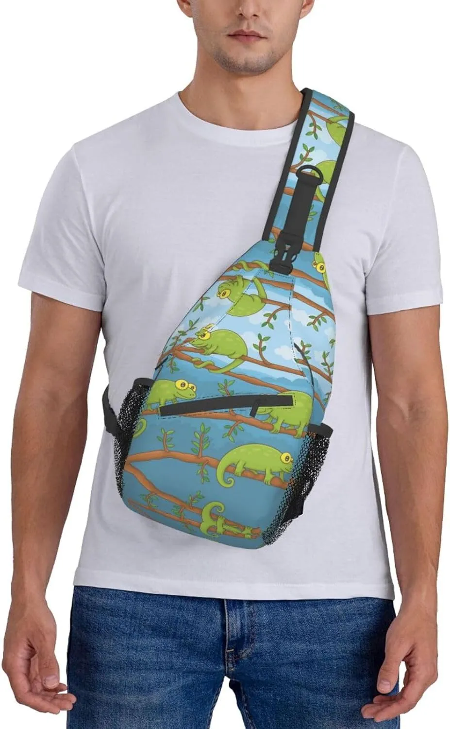 Chameleon Shoulder Bag Lizard Sling Backpack Daypack Casual Backpack Hiking Bag Cute Backpack Bag