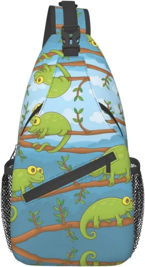 Chameleon Shoulder Bag Lizard Sling Backpack Daypack Casual Backpack Hiking Bag Cute Backpack Bag