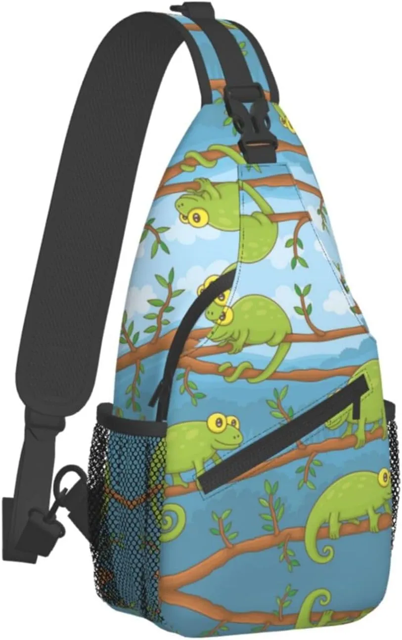 Chameleon Shoulder Bag Lizard Sling Backpack Daypack Casual Backpack Hiking Bag Cute Backpack Bag