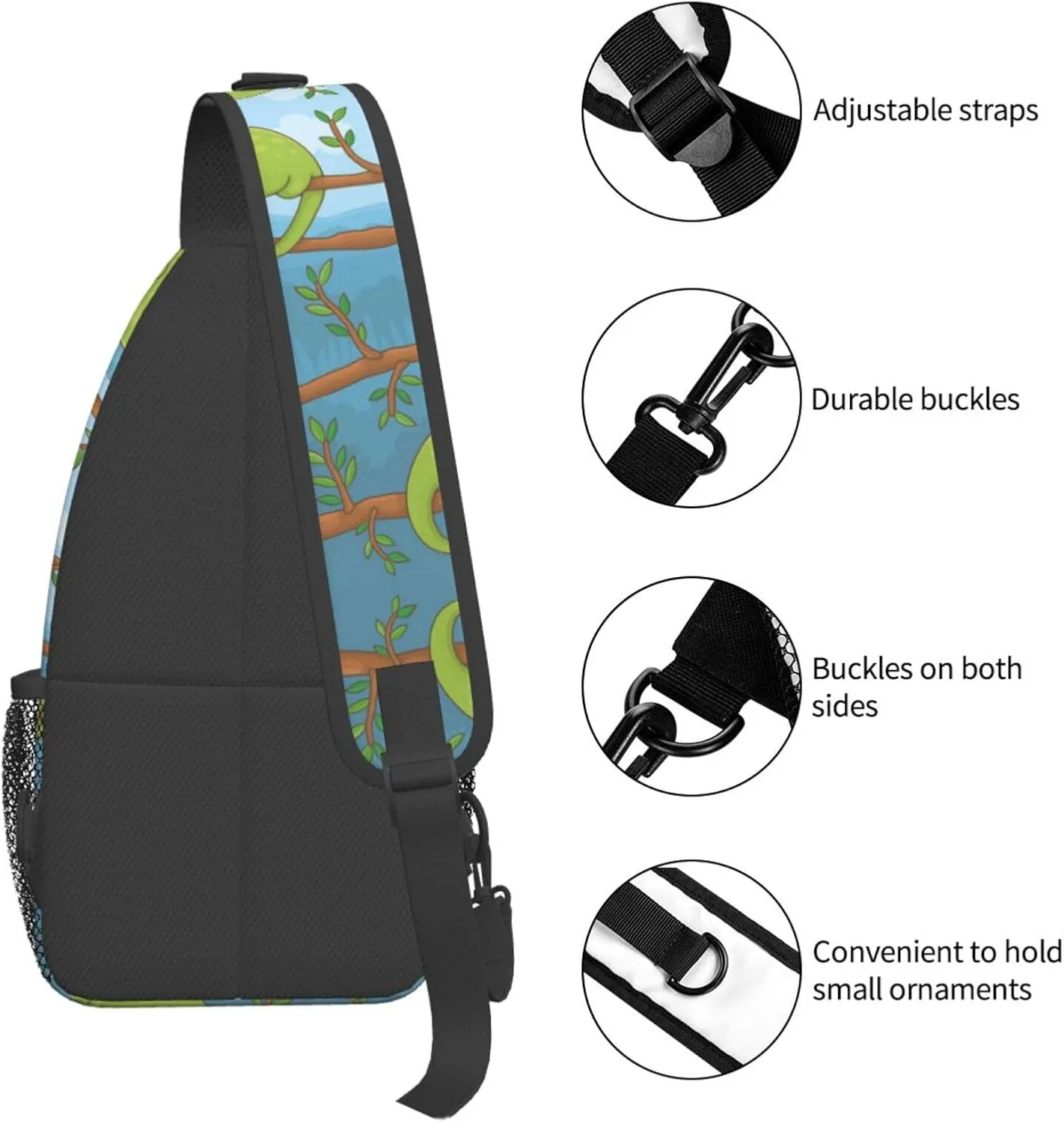Chameleon Shoulder Bag Lizard Sling Backpack Daypack Casual Backpack Hiking Bag Cute Backpack Bag