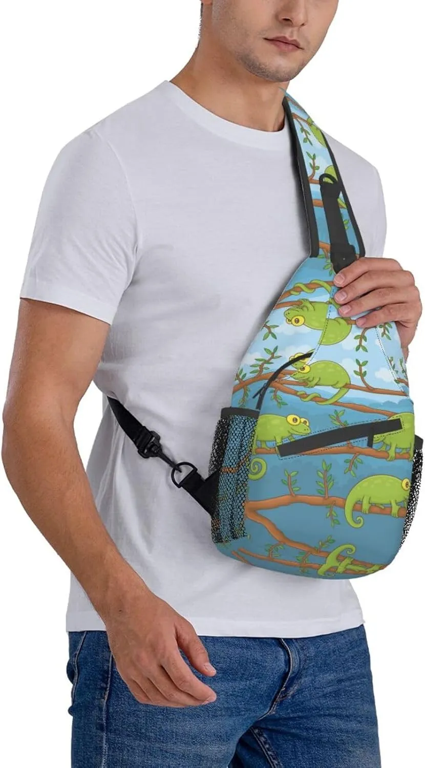 Chameleon Shoulder Bag Lizard Sling Backpack Daypack Casual Backpack Hiking Bag Cute Backpack Bag
