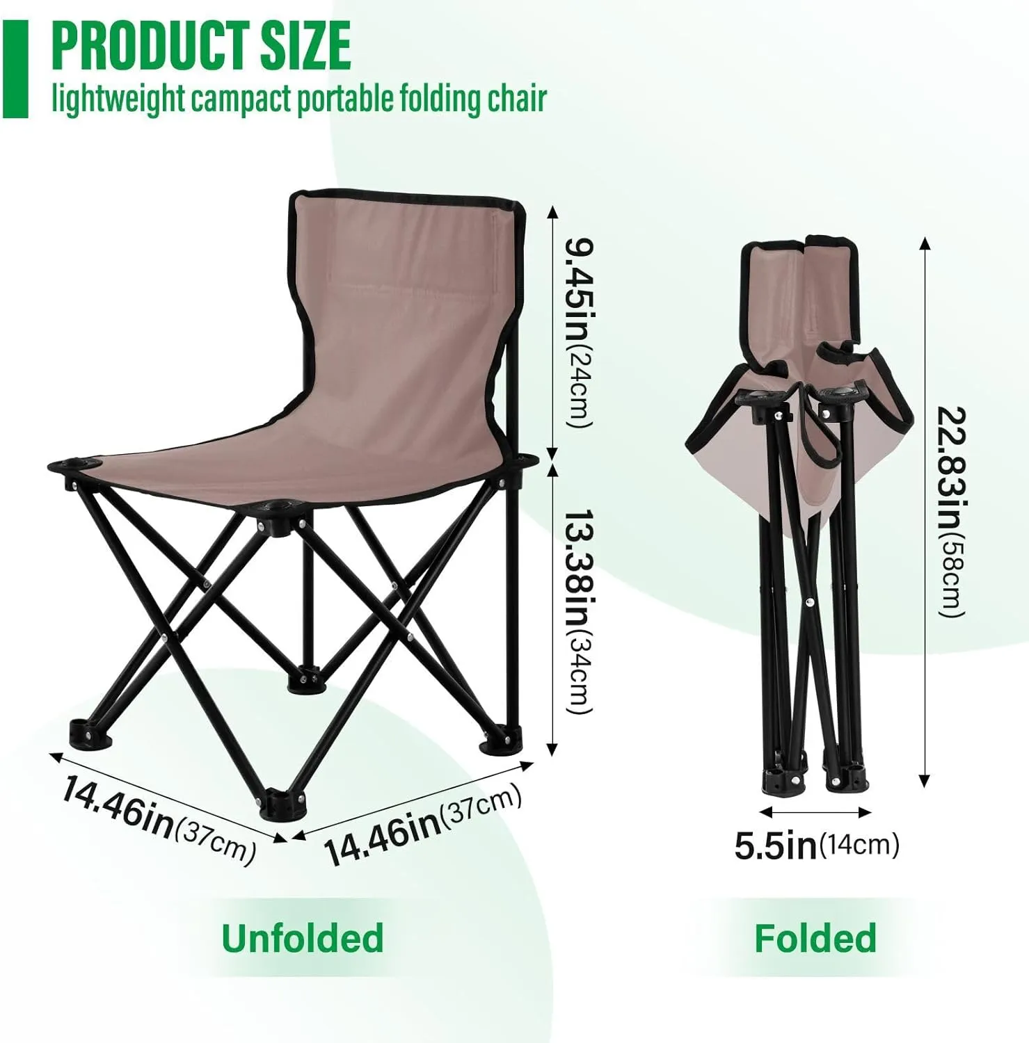 Champagne Pink Camping Chair for Adults Folding Chair Compact Camping Chair Lawn Chair for Sporting Event