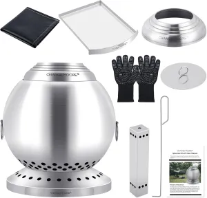 CHANGE MOORE Smokeless Fire Pit - Triple Combustion Stainless Steel Fire Bowl with Wood Gasification Technology 360° Airflow, 150% Efficiency, Portable & Lightweight for Camping with Gloves