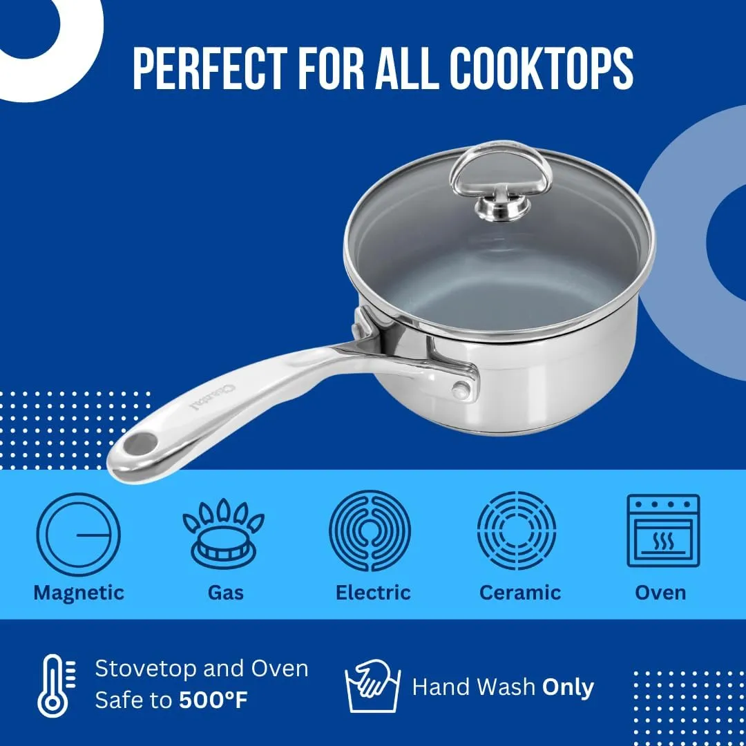 Chantal SLIN35-140C Induction 21 Steel Saucepan, 1 quart, Stainless