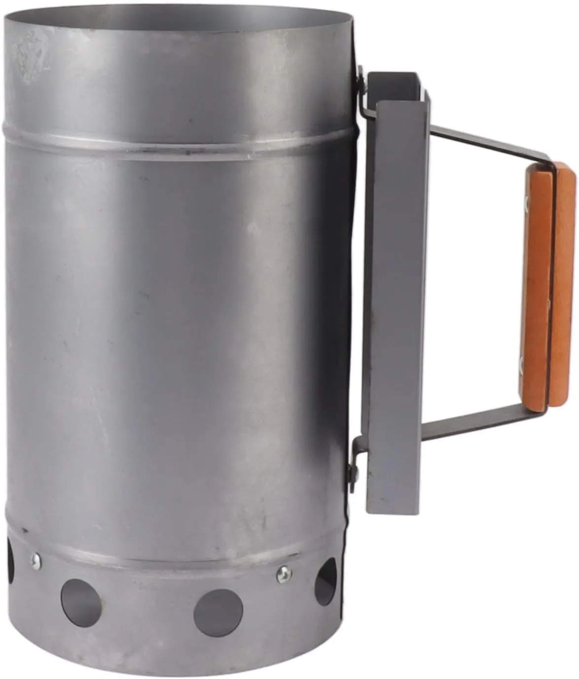 Charcoal Chimney Starter, Alloy Grill Chimney Starter Rapid Fire Starter with Wood Handle Compact Barbecue Chimney Starter BBQ Grill Tool for Outdoor Cooking, Camping, Barbecue