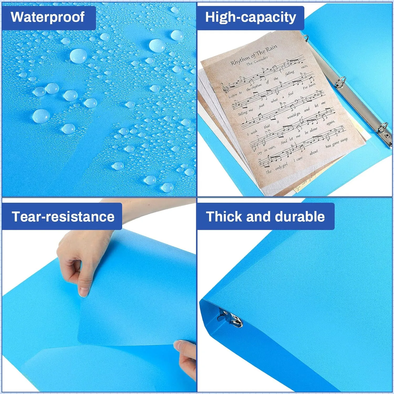 CHENGU 12 Pieces 1 Inch Binders 3 Ring Holds 200 Sheets Paper 1 Inch Plastic Binder with Pocket Round 3 Ring Letter Size for School Office Supplies(Blue Color)