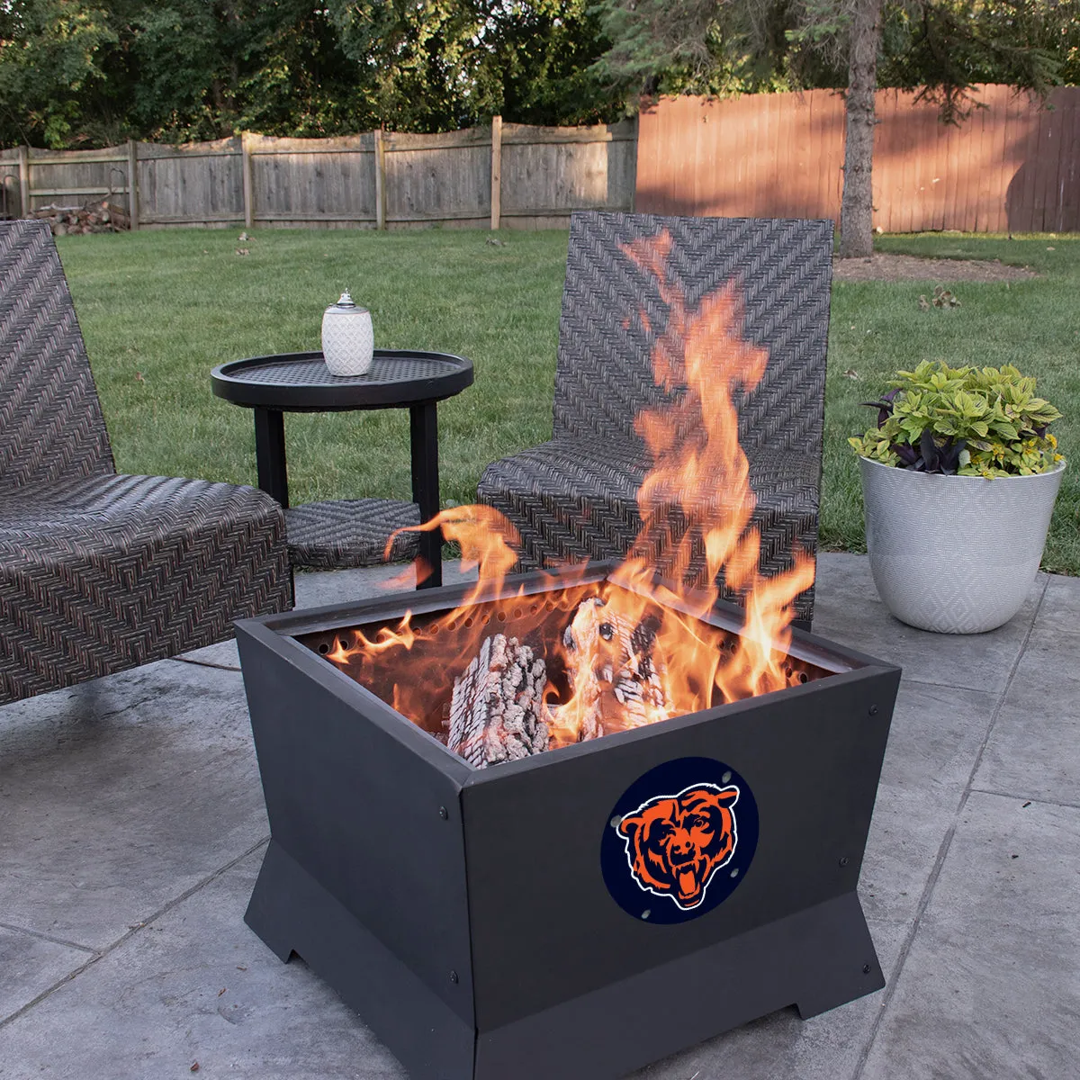Chicago Bears 22" NFL Square Peak Patio Smokeless Fire Pit Medallion Series
