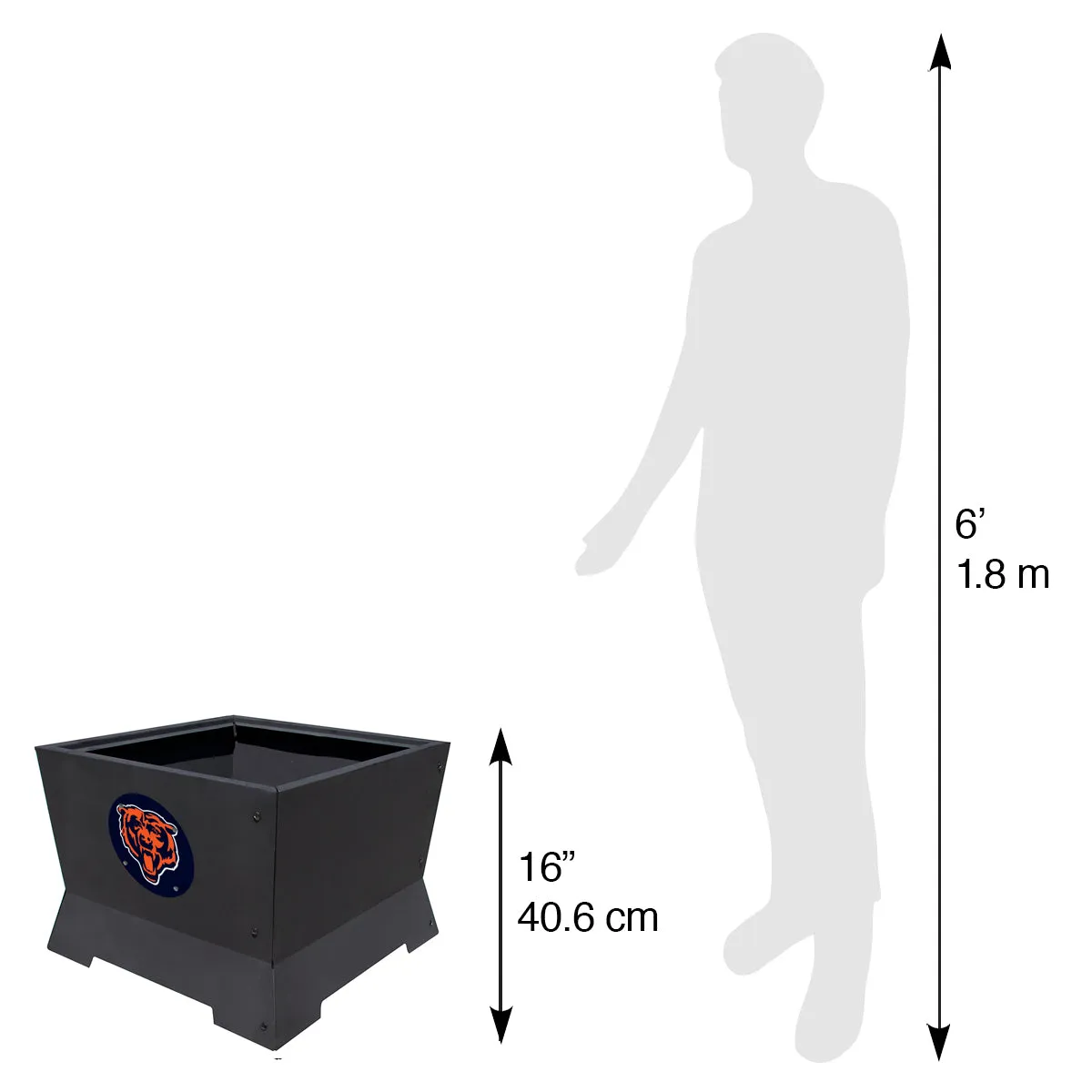 Chicago Bears 22" NFL Square Peak Patio Smokeless Fire Pit Medallion Series