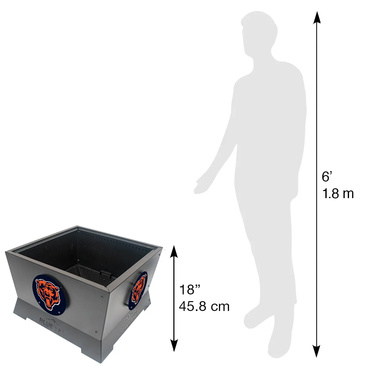 Chicago Bears 28" NFL Square Mammoth Patio Smokeless Fire Pit Medallion Series