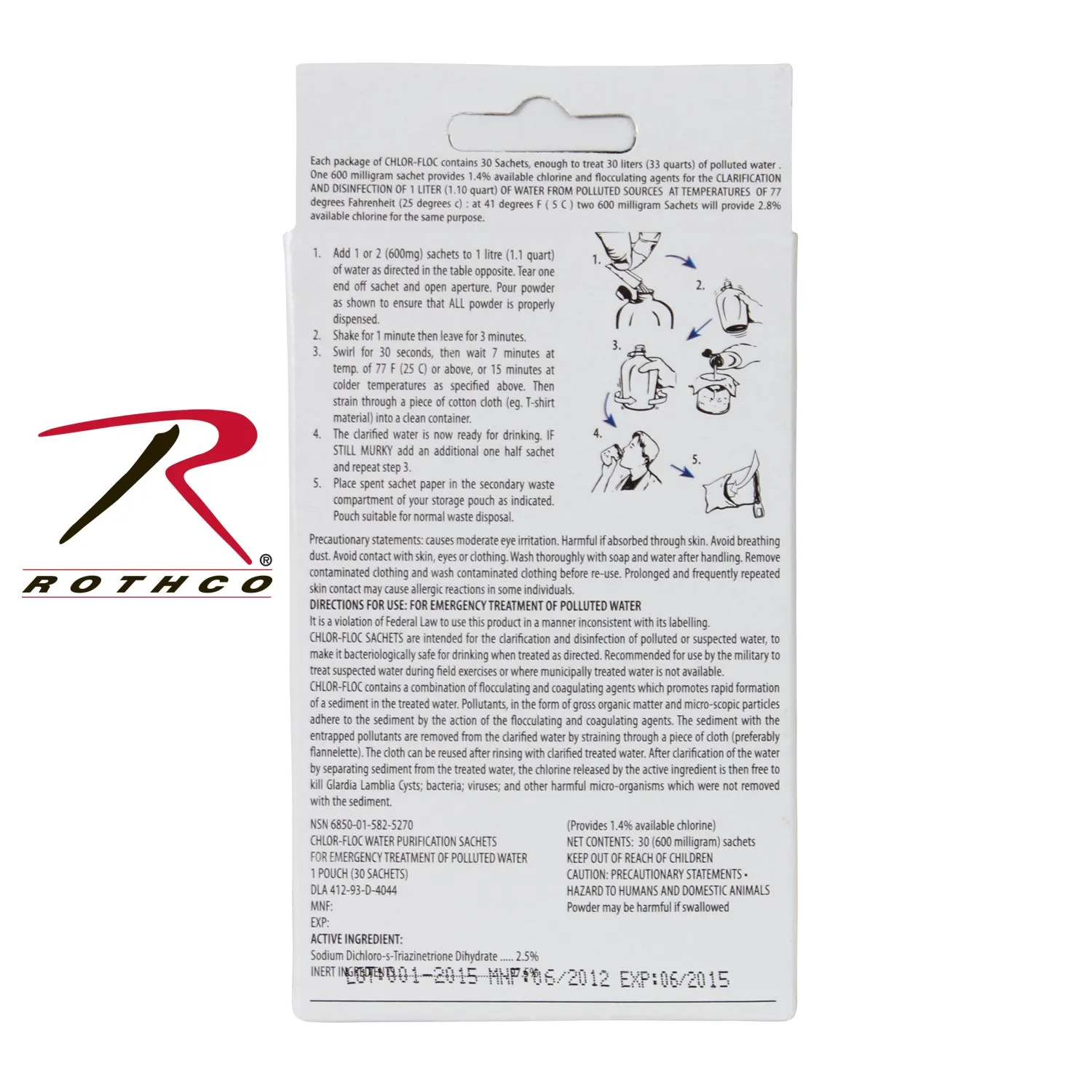 Chlor Floc Military Water Purification Powder Packets