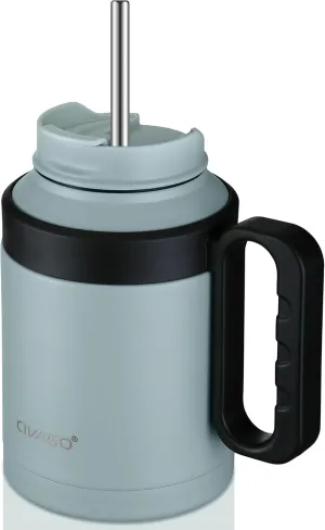 CIVAGO 50 oz Insulated Tumbler Mug with Lid and Straw, Vacuum Travel Coffee Mug with Handle, Double Wall Stainless Steel Water Cup Bottle, Sage