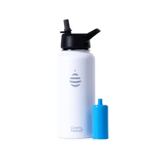 Clearly Filtered 32oz Water Bottle/Targets 220  Contaminants/Double-Wall Insulated Stainless Steel Filtered Water Bottle BPA/BPS-Free Phthalate-Free Filters Fluoride Lead Chlorine (White)