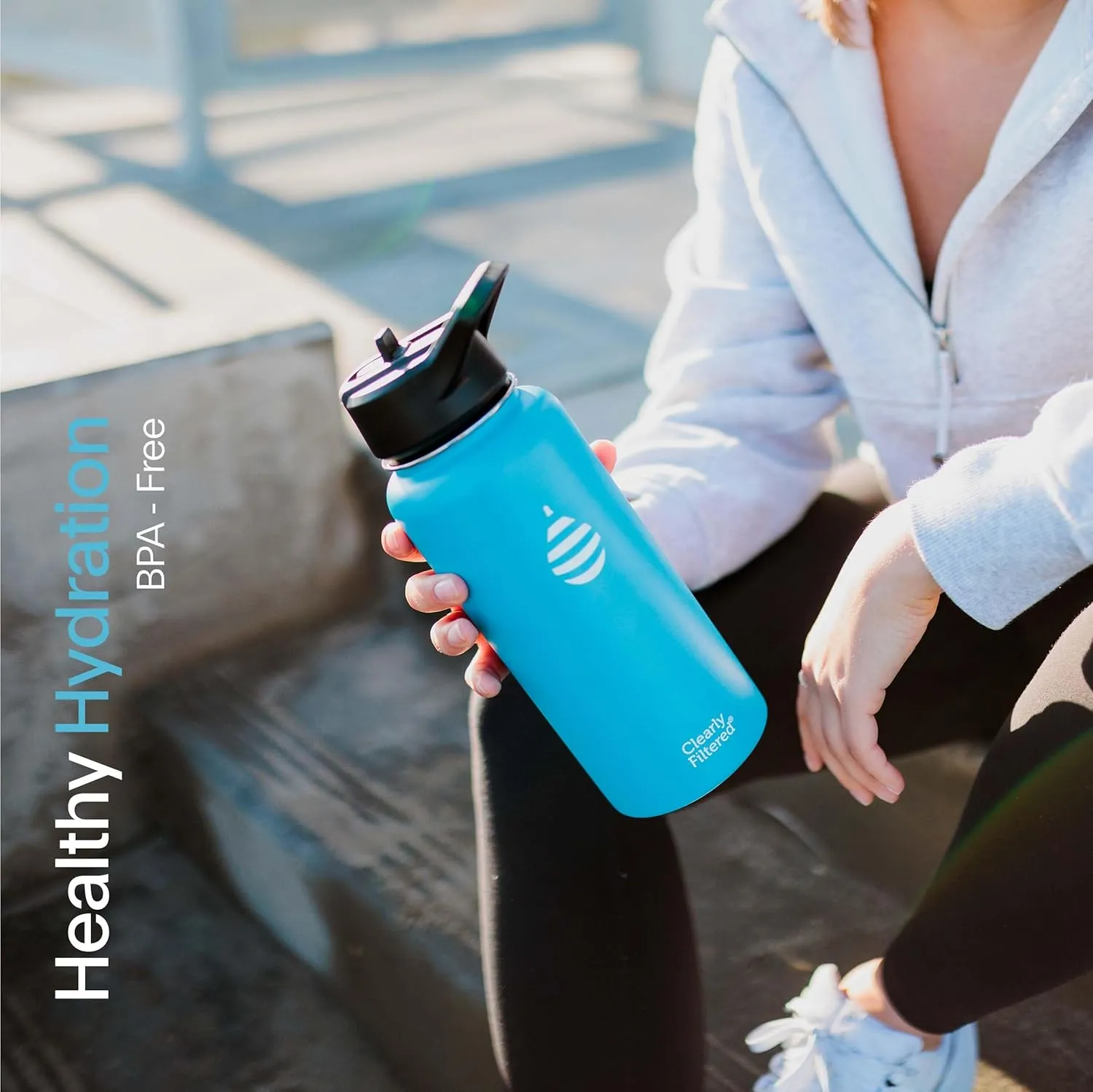 Clearly Filtered 32oz Water Bottle/Targets 220  Contaminants/Double-Wall Insulated Stainless Steel Filtered Water Bottle BPA/BPS-Free Phthalate-Free Filters Fluoride Lead Chlorine (White)