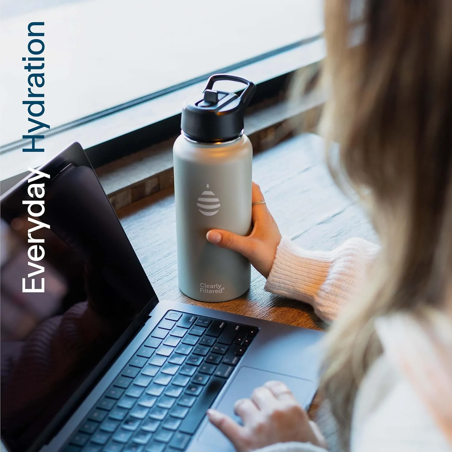 Clearly Filtered 32oz Water Bottle/Targets 220  Contaminants/Double-Wall Insulated Stainless Steel Filtered Water Bottle BPA/BPS-Free Phthalate-Free Filters Fluoride Lead Chlorine (White)