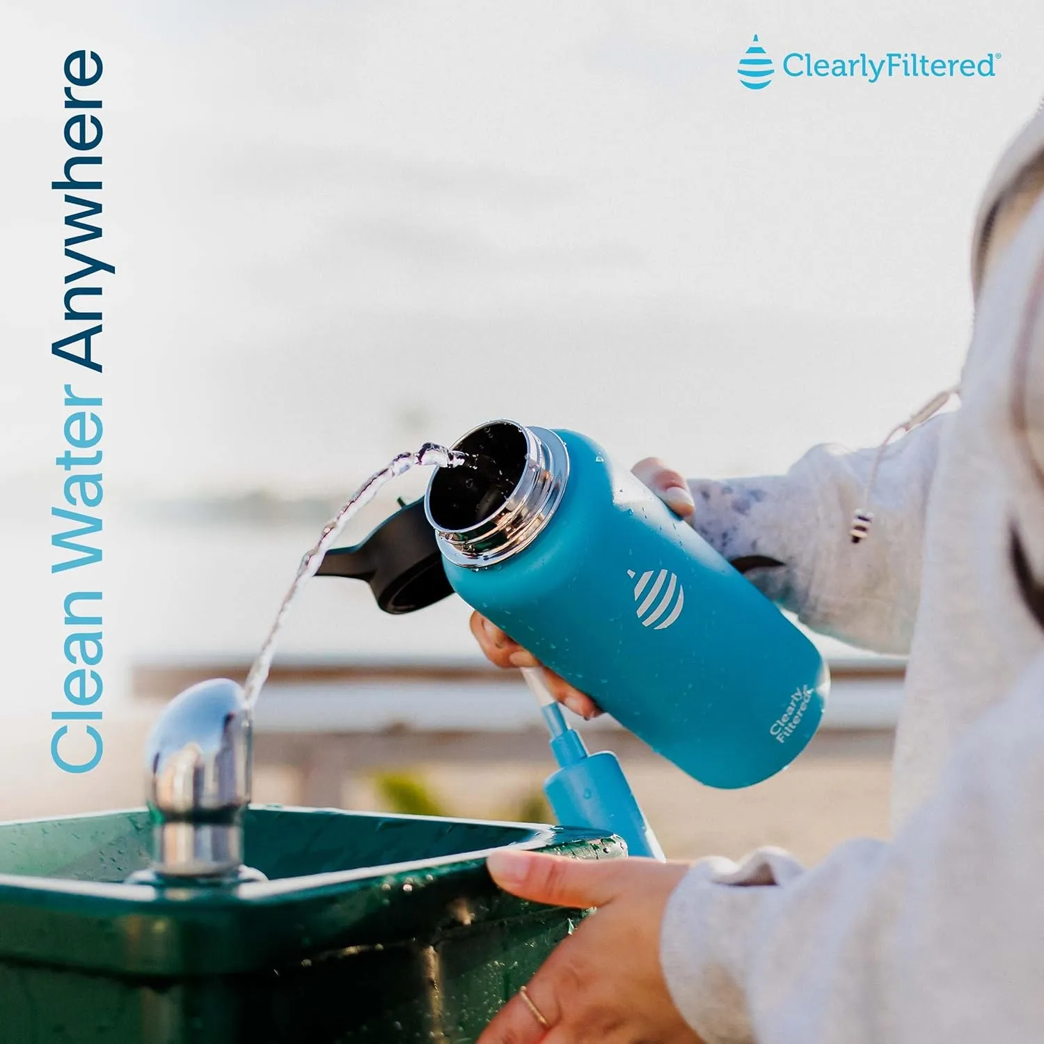 Clearly Filtered 32oz Water Bottle/Targets 220  Contaminants/Double-Wall Insulated Stainless Steel Filtered Water Bottle BPA/BPS-Free Phthalate-Free Filters Fluoride Lead Chlorine (White)