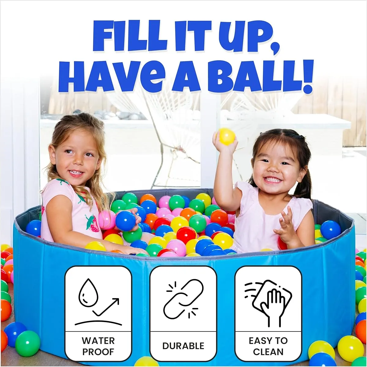 Click N' Play Kids Ball Pit Collapsible Play Ball Pool with Storage Bag, Blue (Balls Not Included)