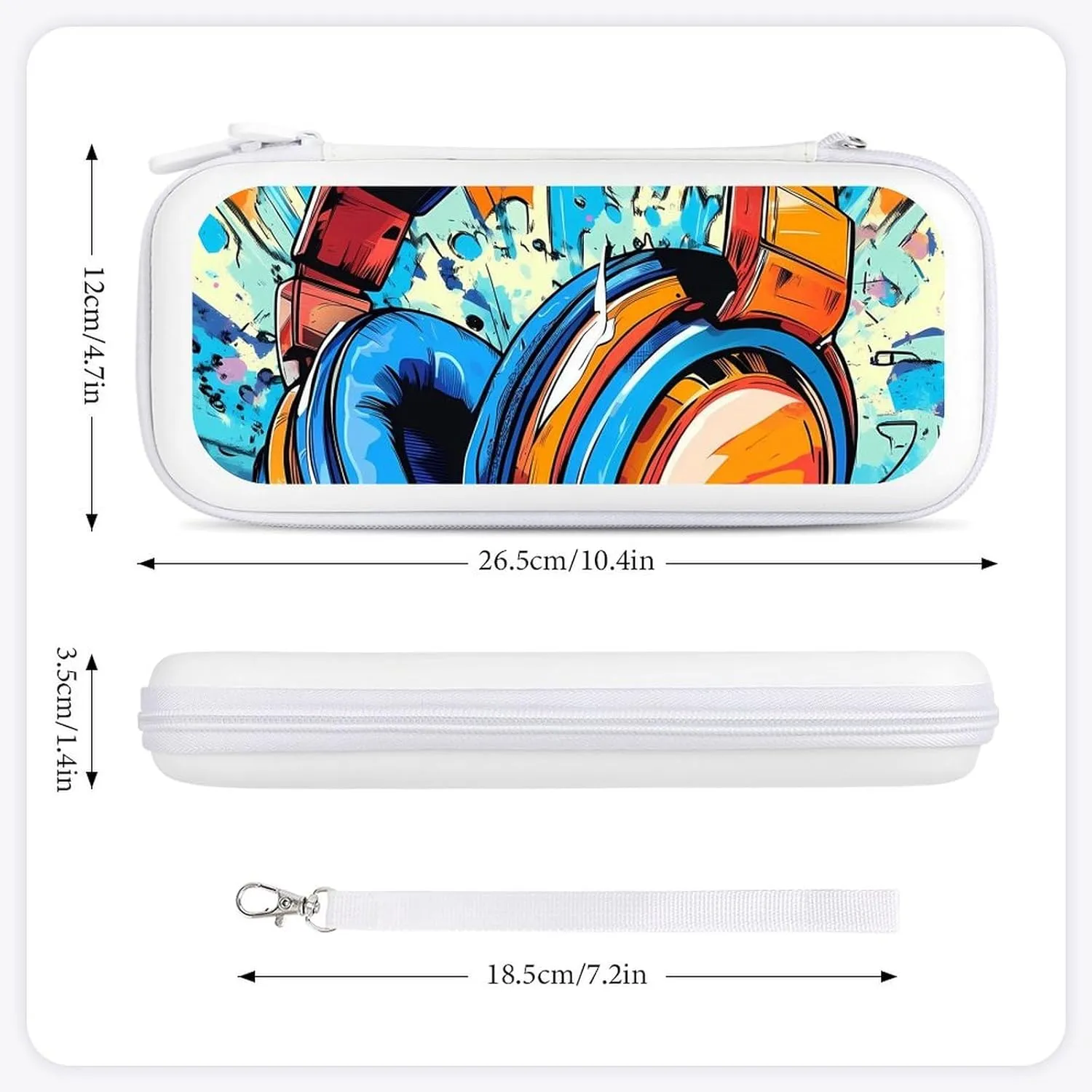 Comic Headphones Compatible with Switch Carrying Case Hard Travel Game Bag Pouch with 15 Games Accessories