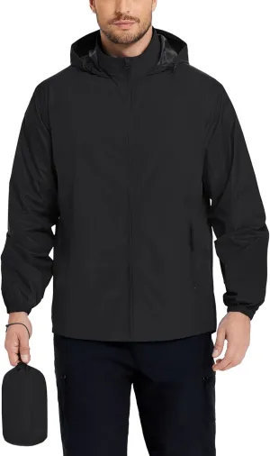 COOFANDY Mens Rain Jacket Lightweight Waterproof Raincoat Packable Rain Shell Jacket With Hood Golf Hiking Windbreaker