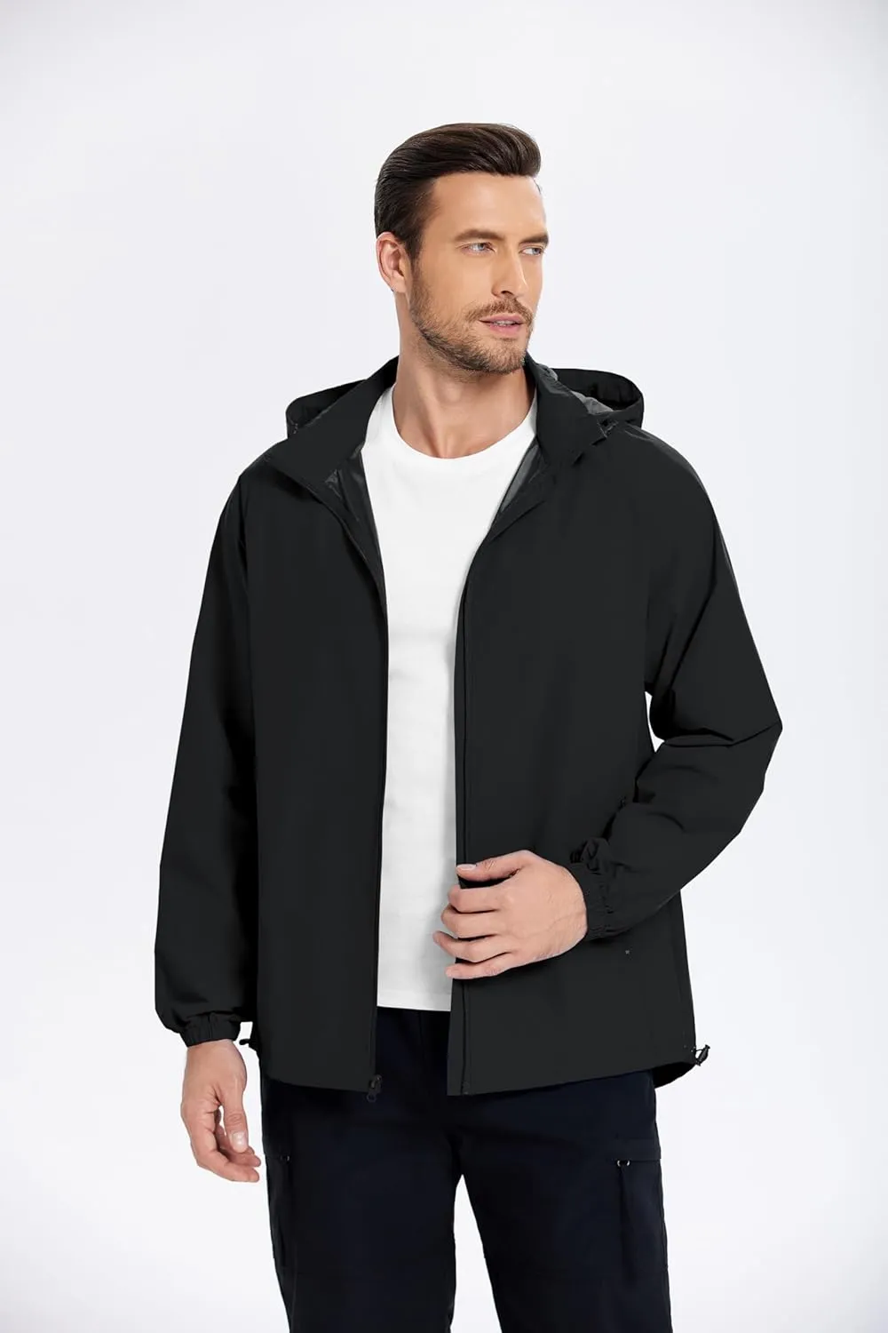 COOFANDY Mens Rain Jacket Lightweight Waterproof Raincoat Packable Rain Shell Jacket With Hood Golf Hiking Windbreaker
