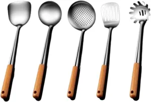 Cooking Utensils 5 Pieces Sets Cooking Spoons Spatulas Kitchen Cookware Bakeware 304 Stainless Steel Gadgets