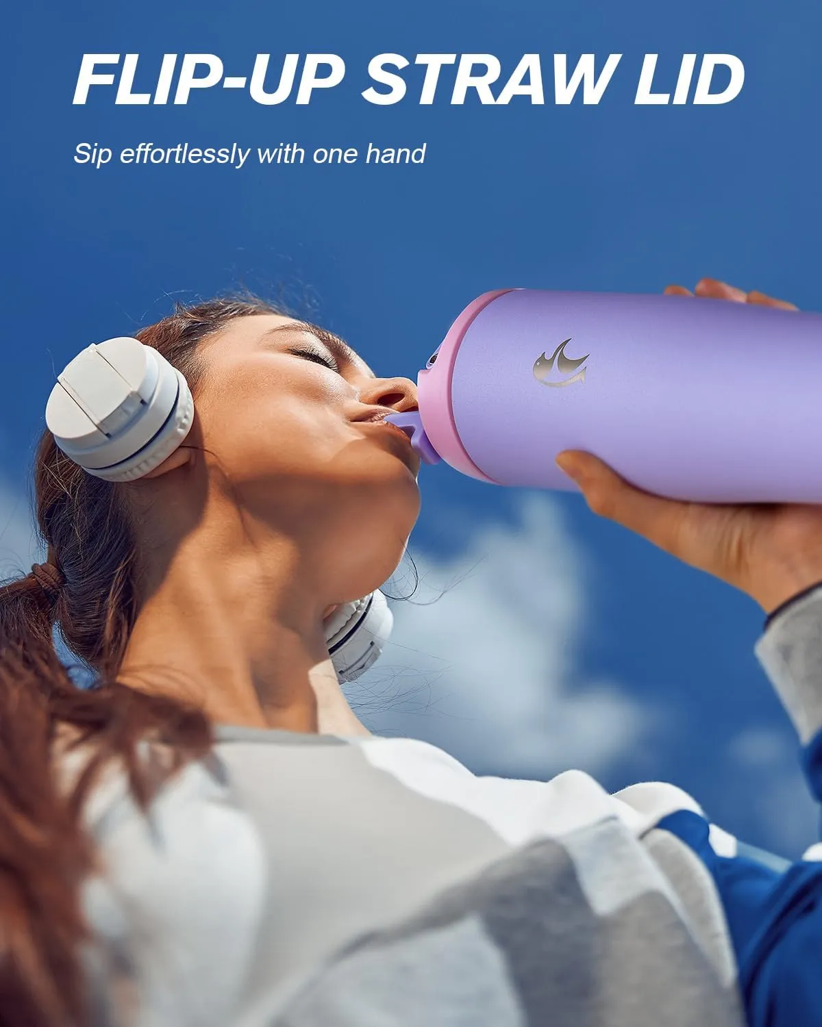 Coolflask Slima - 40oz Insulated Water Bottle | Stainless Steel Tumblers with Straw & Handle | Fits Car Cup Holder | Leakproof Jug for Sports, Gym, Travel, Outdoors | Dishwasher Safe, Lavender