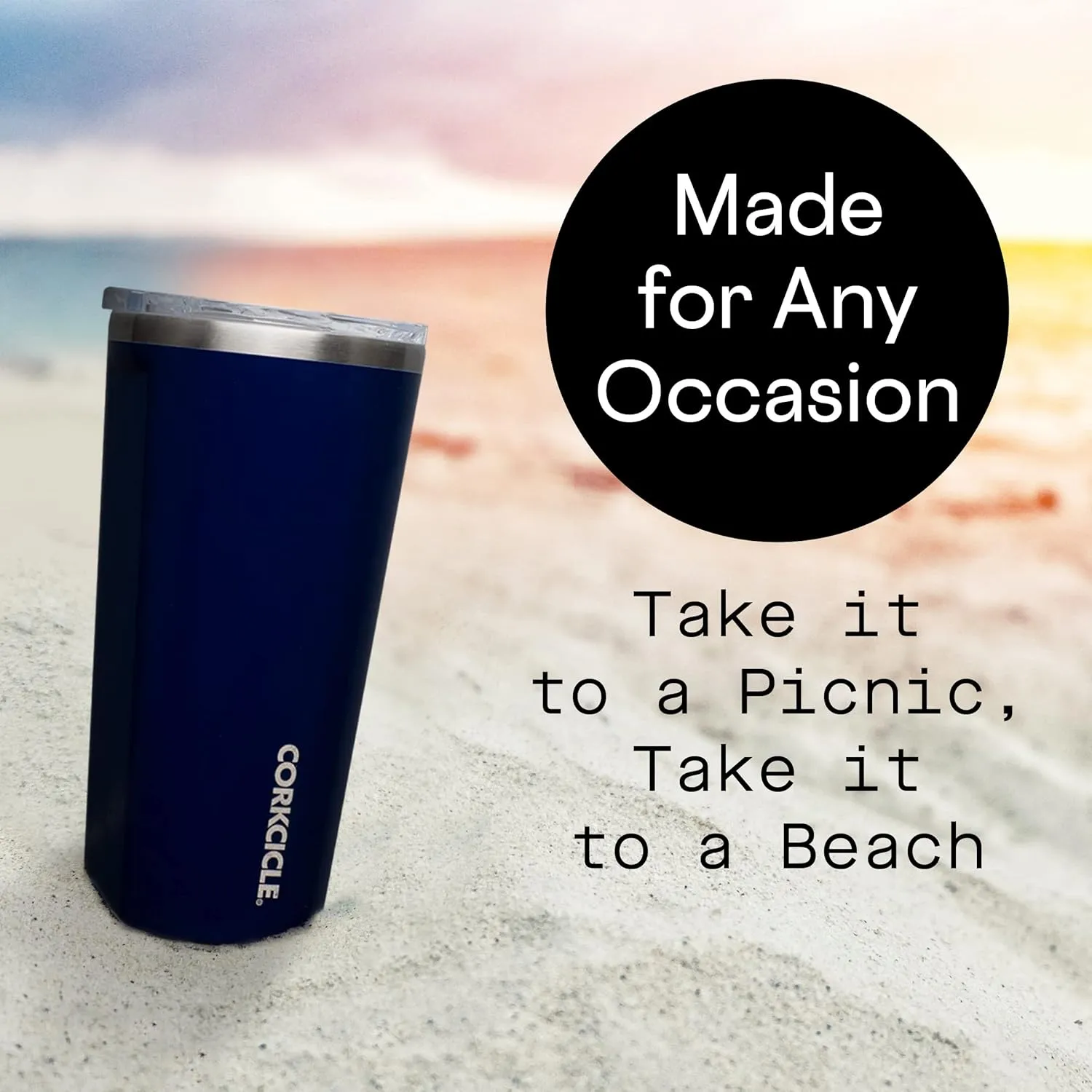 Corkcicle Classic Triple Insulated Coffee Mug with Lid, Gloss Midnight Navy, 16 oz – Stainless Steel Travel Tumbler Keeps Beverages Cold 9 hrs, Hot 3hrs – Cupholder Friendly Travel Coffee Tumbler