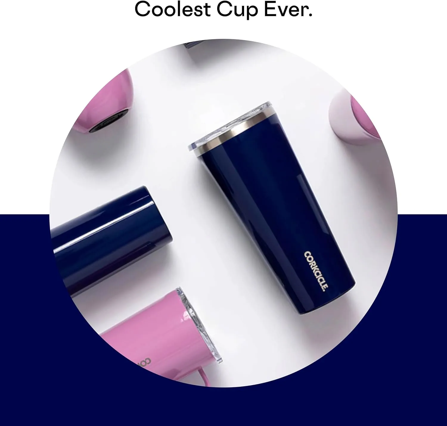 Corkcicle Classic Triple Insulated Coffee Mug with Lid, Gloss Midnight Navy, 24 oz – Stainless Steel Travel Tumbler Keeps Beverages Cold 9 hrs, Hot 3hrs – Cupholder Friendly Travel Coffee Tumbler