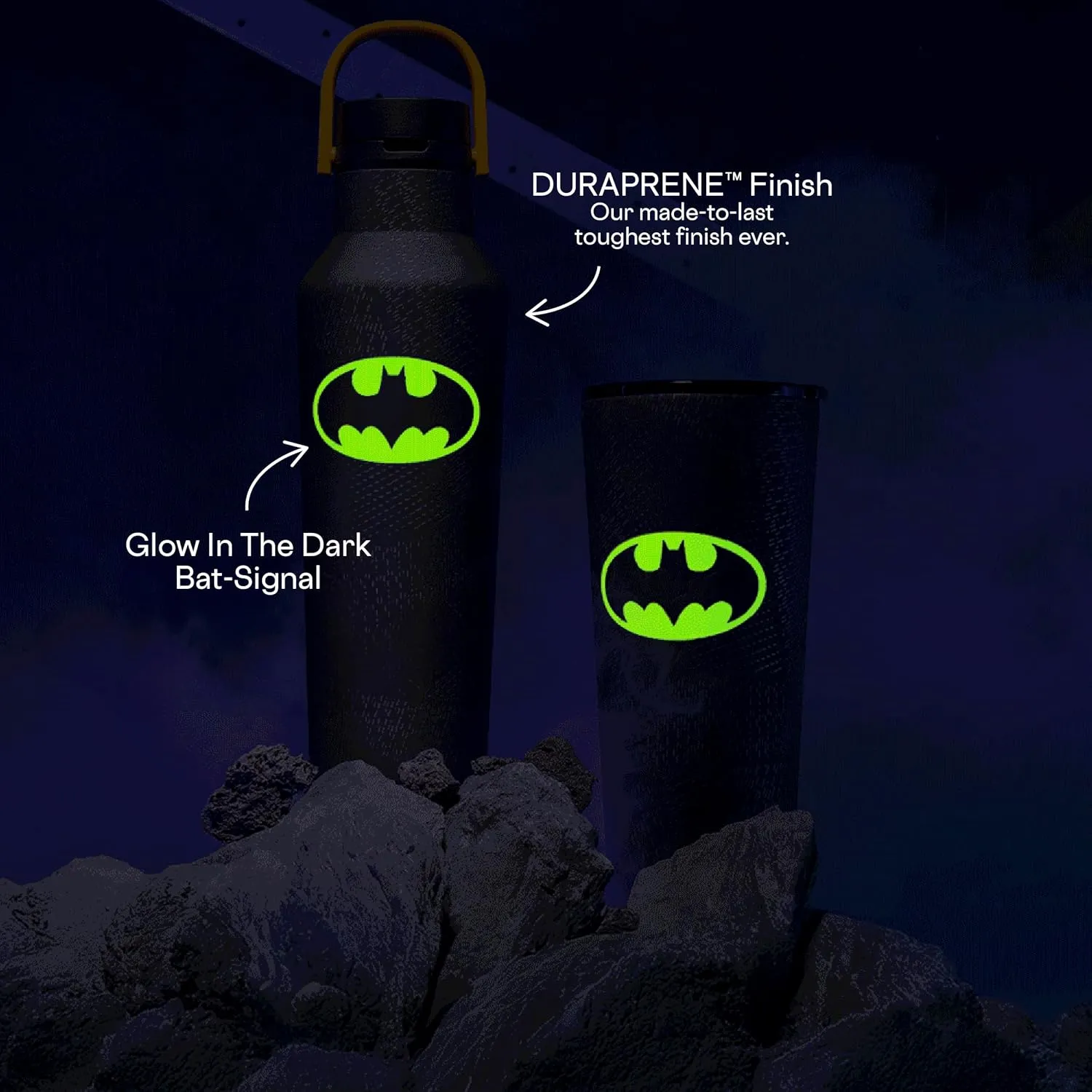 Corkcicle x Warner Brothers Batman Sport Canteen Insulated Tumbler, 20 oz – Reusable Water Bottle Keeps Beverages Cold for 25 Hours & Hot 12 Hours – Cupholder Friendly Tumbler with Screw-On Cap