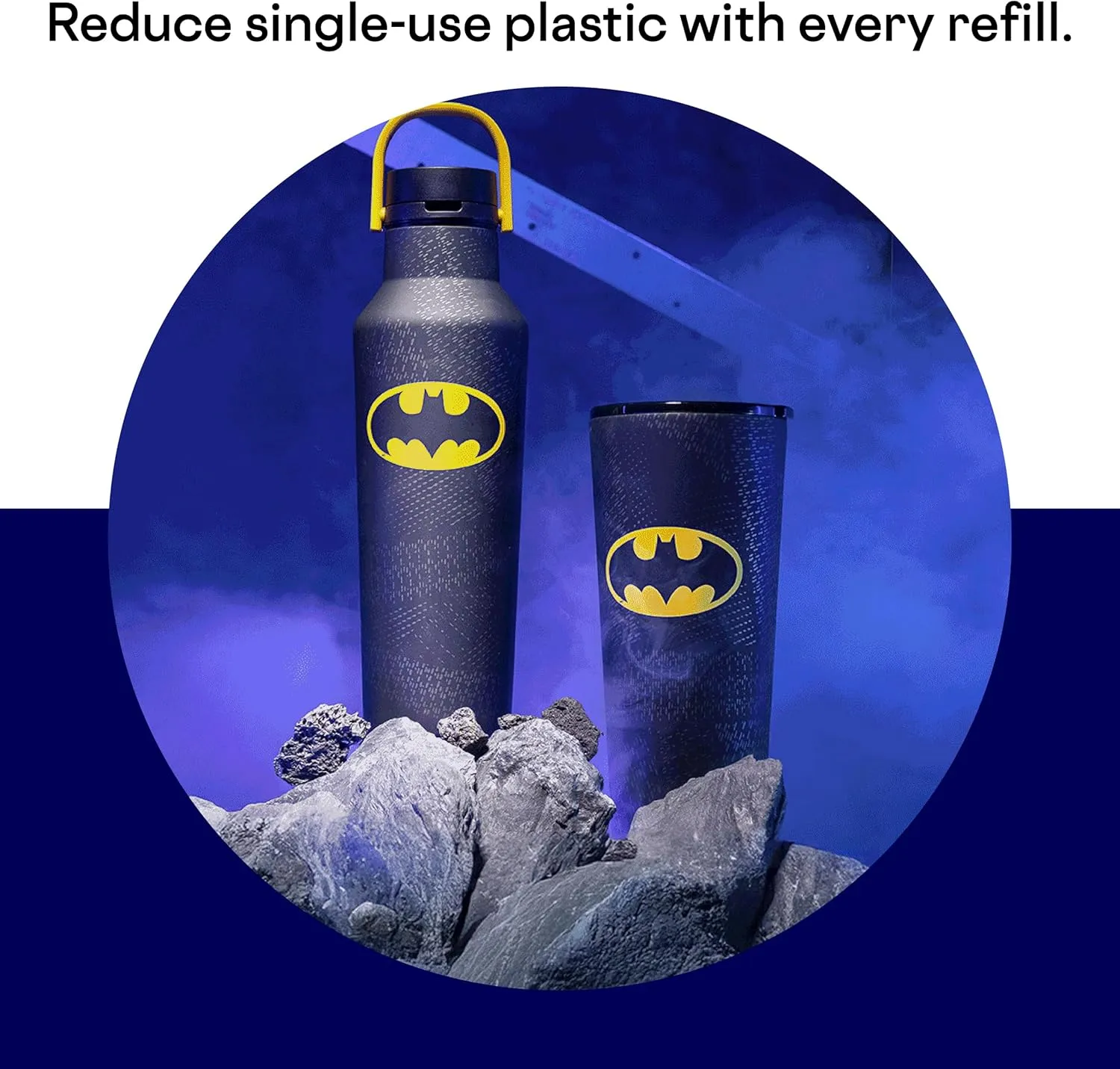 Corkcicle x Warner Brothers Batman Sport Canteen Insulated Tumbler, 20 oz – Reusable Water Bottle Keeps Beverages Cold for 25 Hours & Hot 12 Hours – Cupholder Friendly Tumbler with Screw-On Cap
