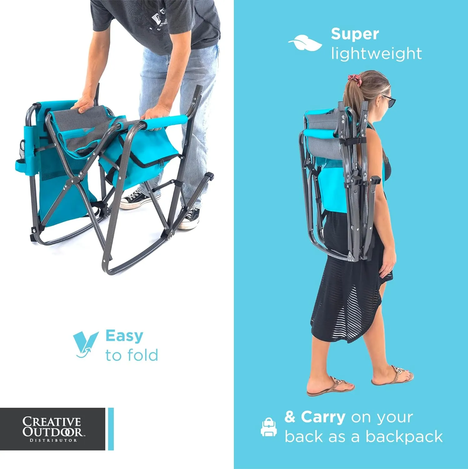 Creative Outdoor Collapsible Folding Rocking Director Chair | Camping Picnic Beach & Patio