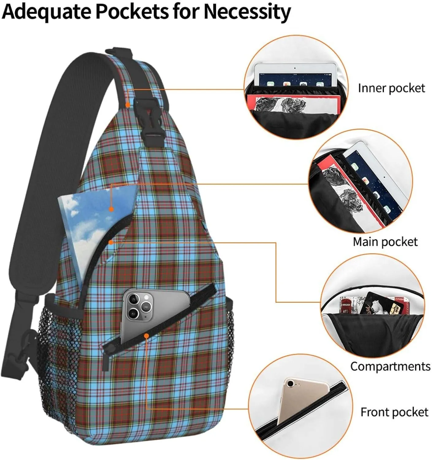 Crossbody Sling Backpack Clan Anderson Ancient Tartan Shoulder Chest Bag Daypack for Traveling Sport