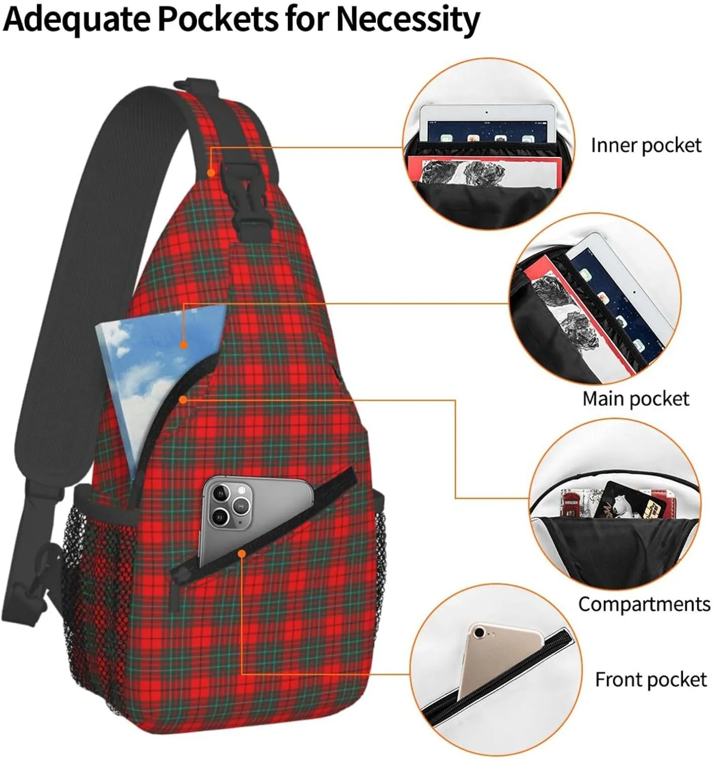 Crossbody Sling Backpack Clan Cumming Modern Tartan Shoulder Chest Bag Daypack for Traveling Sport