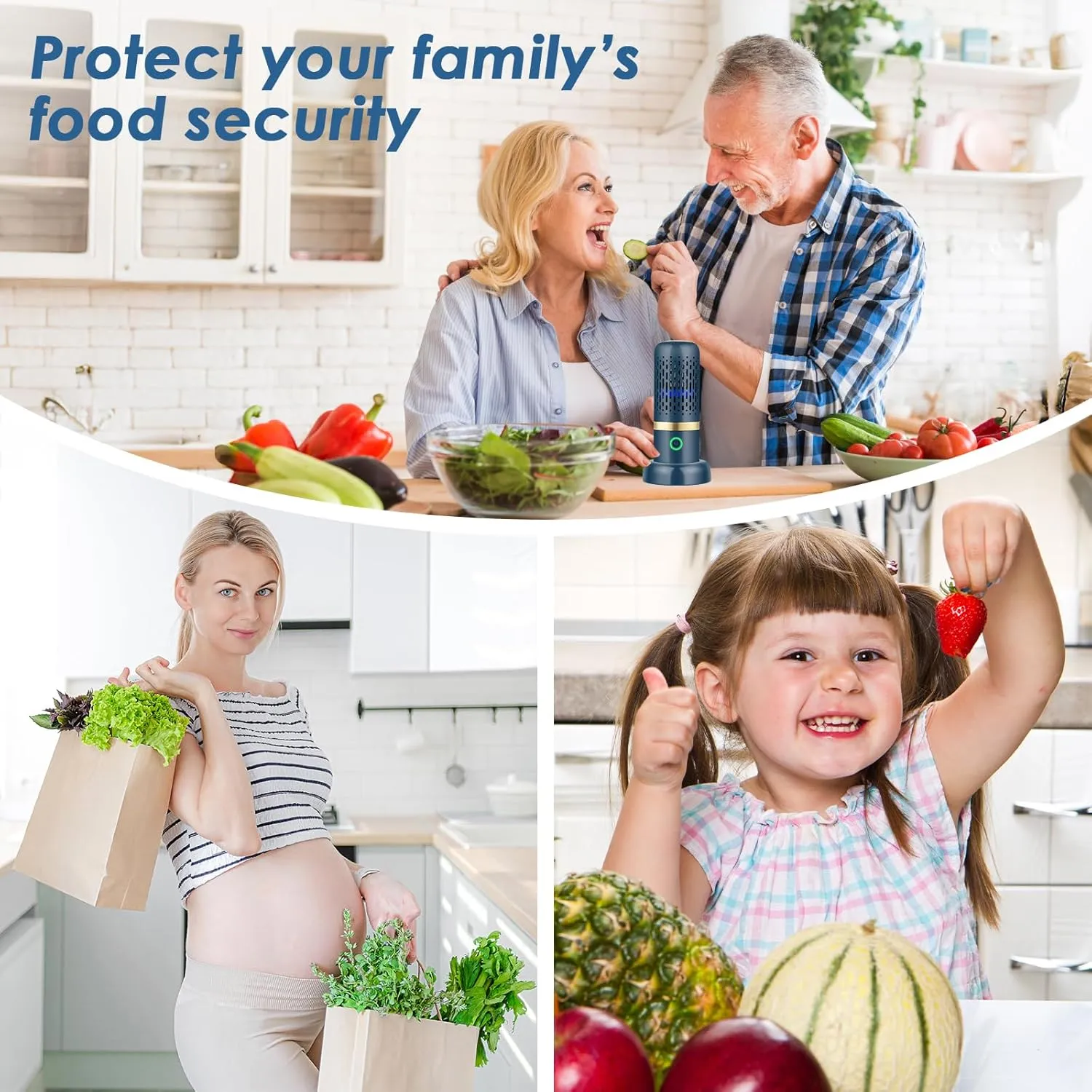 Cudinham Fruit and Vegetable Purifier Cleaner Washing Machine Upgraded Capsule Shape Disinfection OH-ion Purification Technology for Cleaning Grains Rice Meat Seafood, Blue Ocean