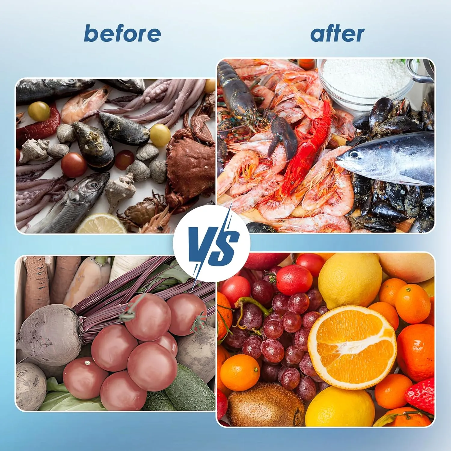 Cudinham Fruit and Vegetable Purifier Cleaner Washing Machine Upgraded Capsule Shape Disinfection OH-ion Purification Technology for Cleaning Grains Rice Meat Seafood, Blue Ocean