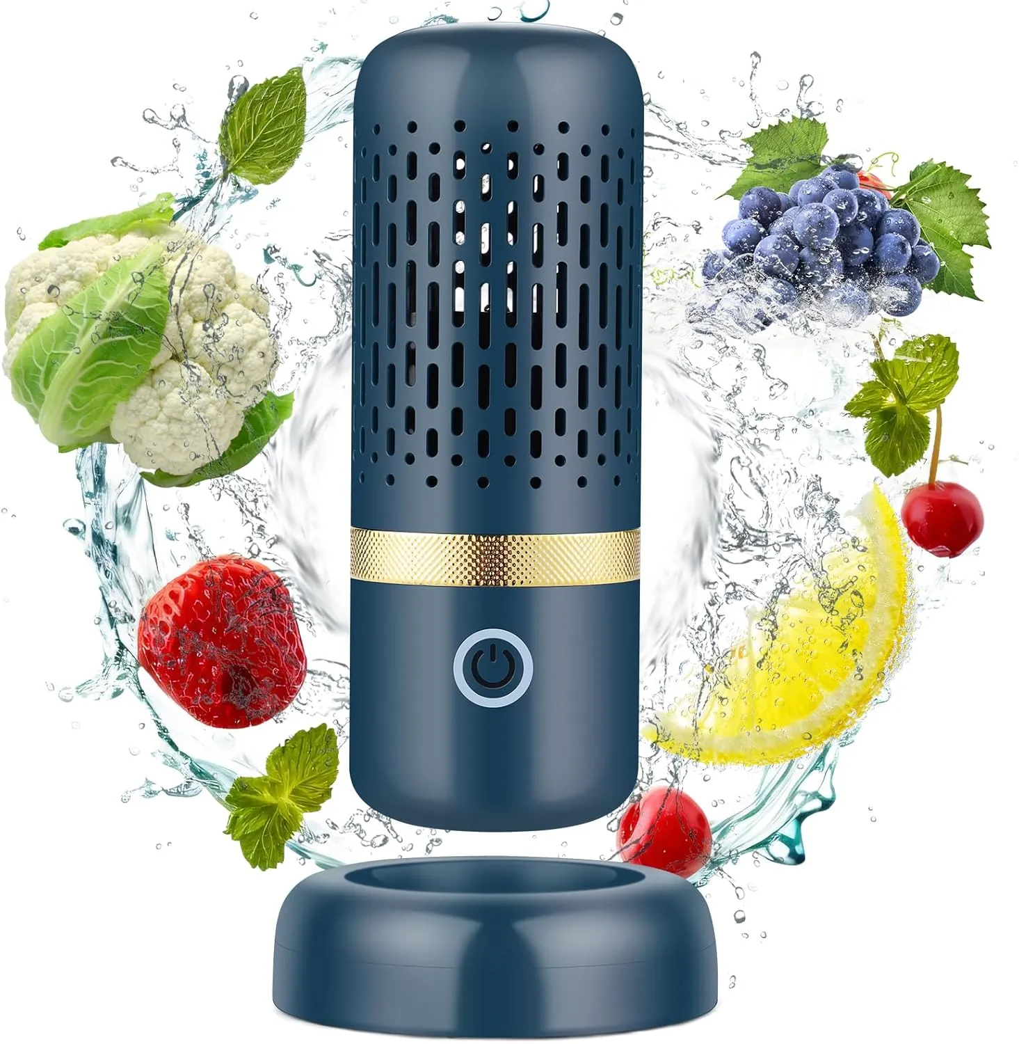 Cudinham Fruit and Vegetable Purifier Cleaner Washing Machine Upgraded Capsule Shape Disinfection OH-ion Purification Technology for Cleaning Grains Rice Meat Seafood, Blue Ocean