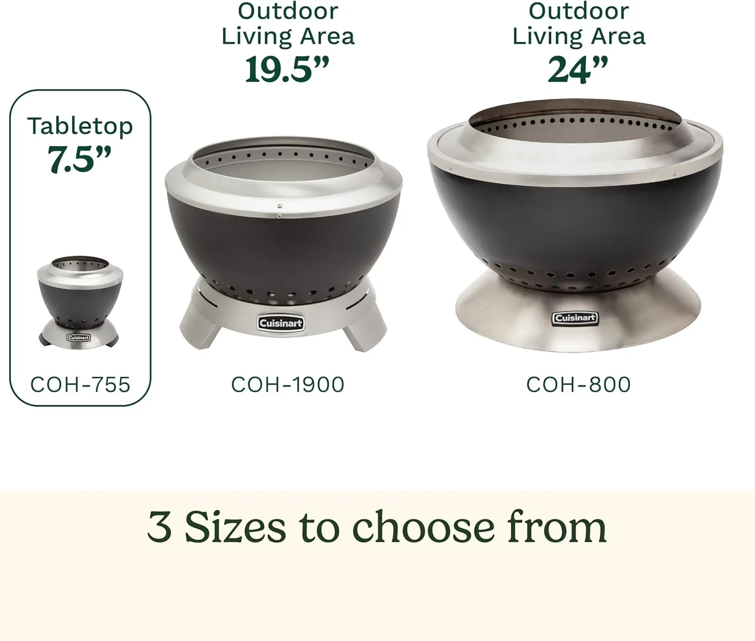 Cuisinart Cleanburn Smokeless Tabletop Fire Pit, 7.5” Lightweight Portable Smokeless Fire Pit with Removable Base for Ash & Carry Bag, Small Outdoor Heater for Patio, Camping & RV, Portable Heater
