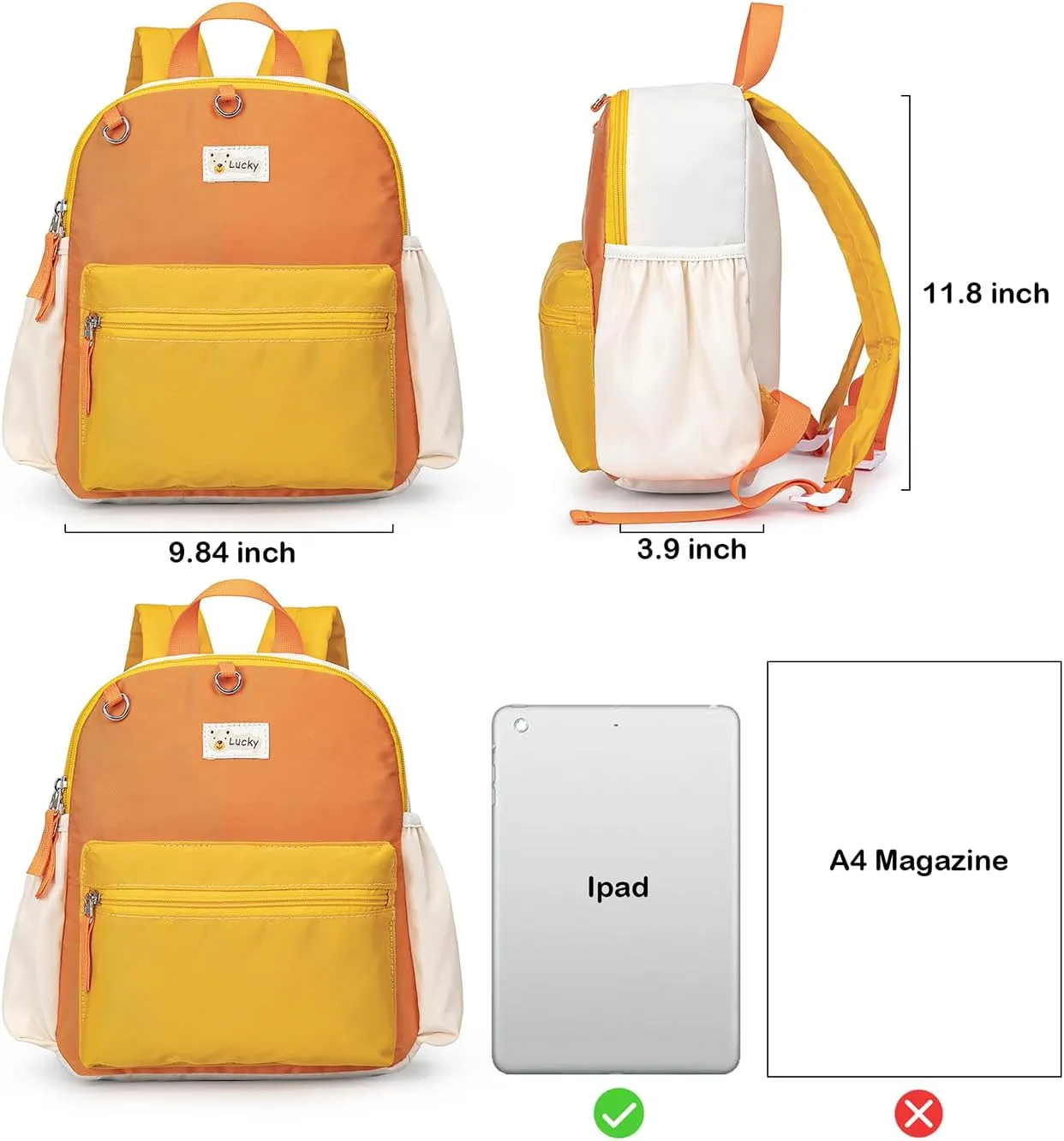 Cute 10 inch mini pack bag backpack for grils children and adult (Multicolor-Orange)