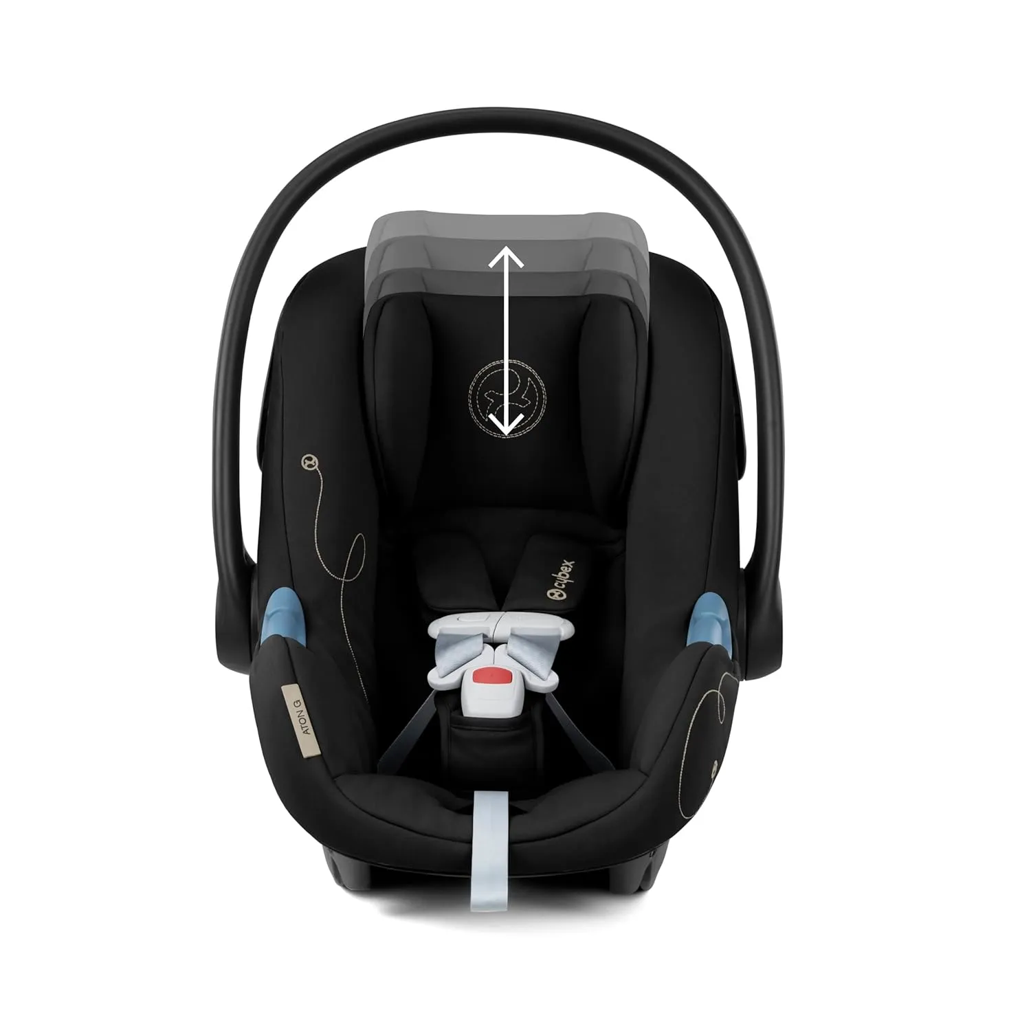 Cybex Aton G Infant Car Seat with Linear Side-Impact Protection, 11-Position Adjustable Headrest, in-Shell Ventilation, Easy-in Buckle and Secure Safelock Base, Moon Black with Sensor Safe