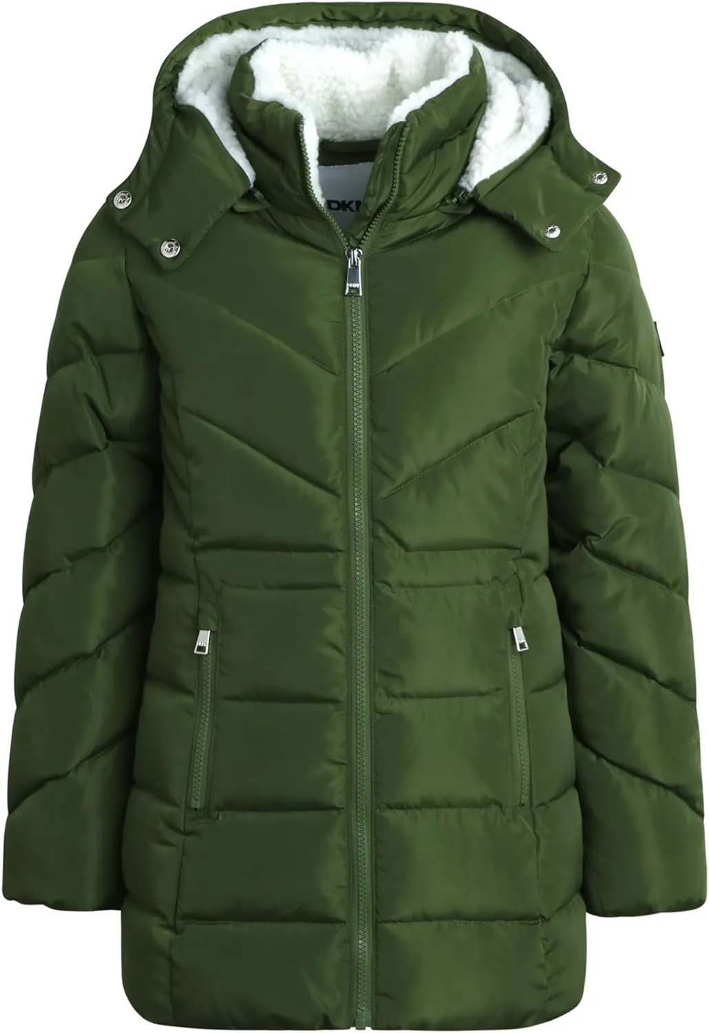 DKNY Girls’ Winter Coat – Heavyweight Anorak Puffer Coat with Cinched Waist – Sherpa Lined Insulated Jacket for Girls (4-16)