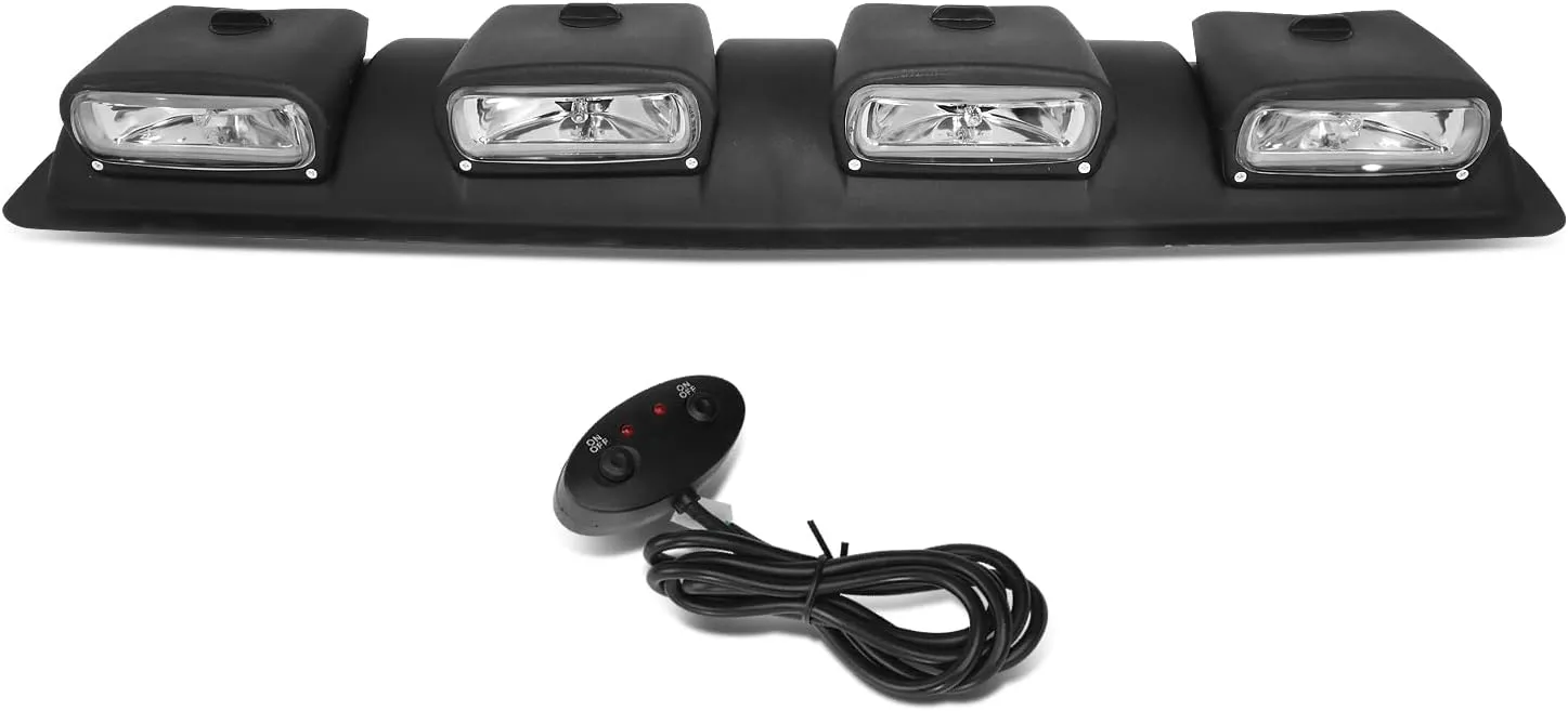 DNA MOTORING FL-ZTL-359-CH Universal Roof Mounted Fog Light with Wiring Harness & Interior Switch,Vertical Adjustable Beam Angle,Clear Lens