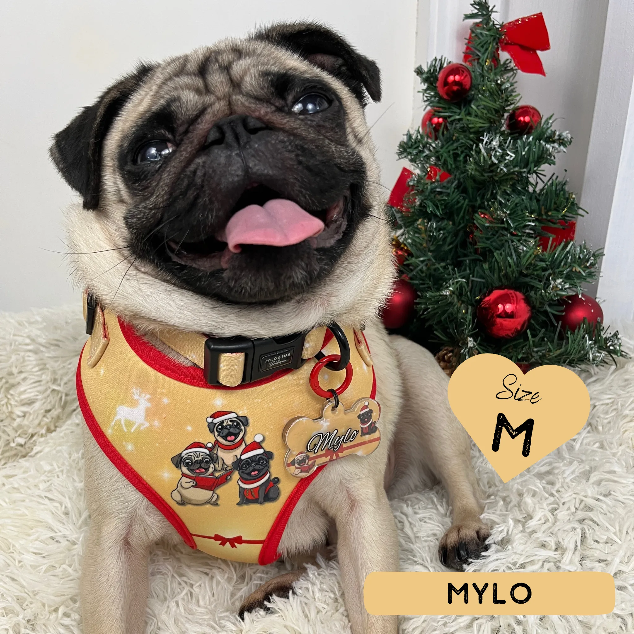 Dog Adjustable Harness - A Pugmas Carol